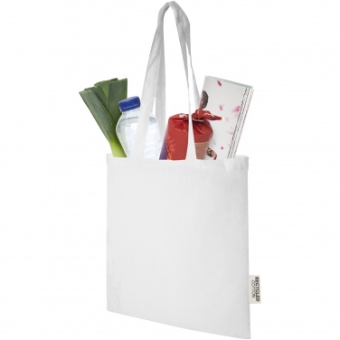 Logo trade business gifts image of: Madras 140 g/m2 GRS recycled cotton tote bag 7L