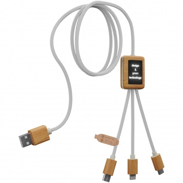 Logo trade promotional items picture of: SCX.design C39 3-in-1 rPET light-up logo charging cable with squared bamboo casing