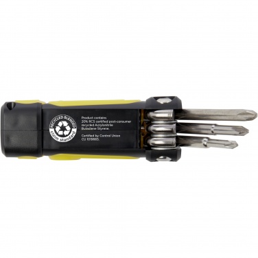 Logo trade promotional merchandise image of: Octo 8-in-1 RCS recycled plastic screwdriver set with torch