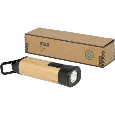 Logo trade corporate gifts picture of: Kuma bamboo/RCS recycled plastic torch with carabiner