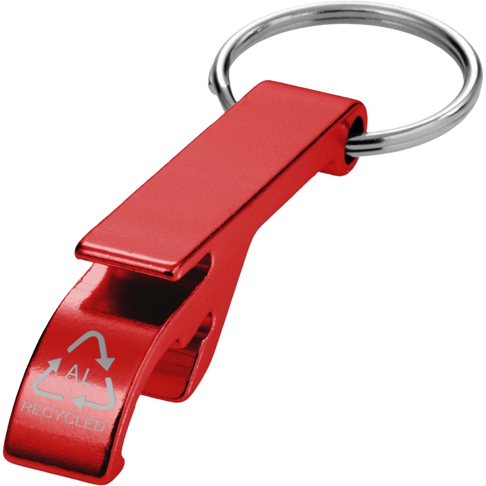 Logo trade promotional items picture of: Tao RCS recycled aluminium bottle and can opener with keychain 