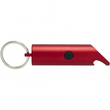 Logotrade promotional item image of: Flare RCS recycled aluminium IPX LED light and bottle opener with keychain