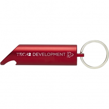 Logo trade promotional merchandise photo of: Flare RCS recycled aluminium IPX LED light and bottle opener with keychain