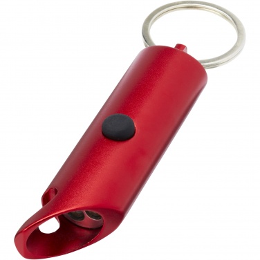 Logo trade promotional items picture of: Flare RCS recycled aluminium IPX LED light and bottle opener with keychain