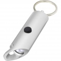 Flare RCS recycled aluminium IPX LED light and bottle opener with keychain, Silver