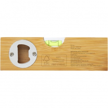 Logo trade promotional giveaway photo of: Flush bamboo spirit level with bottle opener