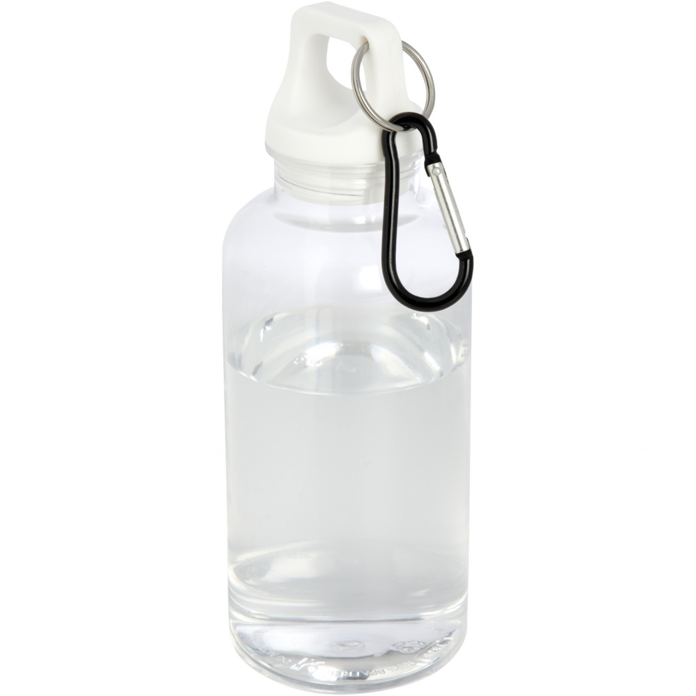 Logo trade business gifts image of: Oregon 400 ml RCS certified recycled plastic water bottle with carabiner