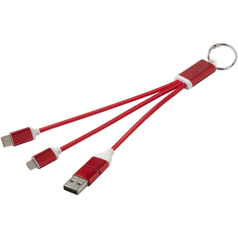 Logotrade business gift image of: Metal 4-in-1 recycled aluminium charging cable with keychain