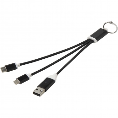 Logotrade promotional items photo of: Metal 4-in-1 recycled aluminium charging cable with keychain