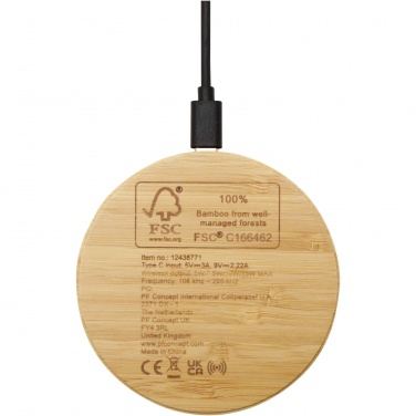 Logotrade business gift image of: Essence 15W bamboo wireless charging pad