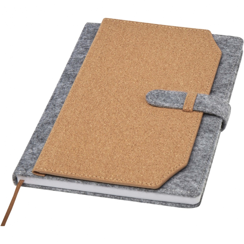 Logotrade promotional product image of: Viviana A5 recycled felt and cork notebook