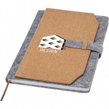 Logotrade promotional item image of: Viviana A5 recycled felt and cork notebook