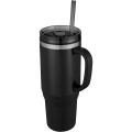 Melbourne 1200 ml RCS certified insulated tumbler with straw, Solid black