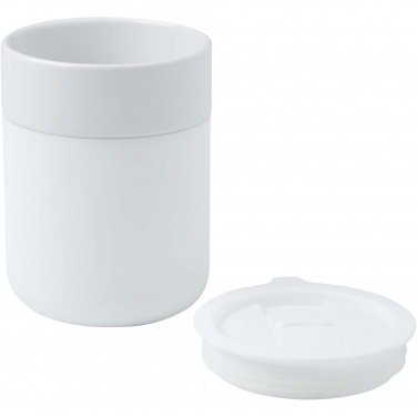 Logo trade promotional merchandise picture of: Java 330 ml ceramic tumbler with silicone wrap and plastic lid