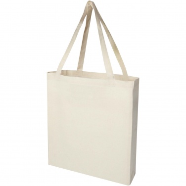 Logo trade promotional giveaways picture of: Madras 140 g/m² GRS recycled cotton gusset tote bag