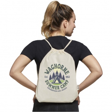 Logo trade promotional products picture of: Oregon 140 g/m² GRS recycled cotton drawstring bag