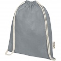 Oregon 140 g/m² GRS recycled cotton drawstring bag, Grey