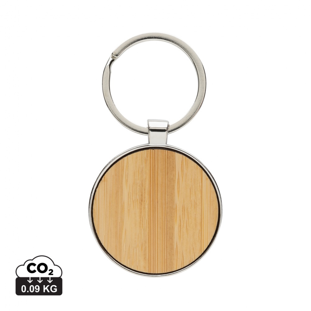 Logotrade promotional product image of: RCS recycled zinc alloy round keychain with bamboo