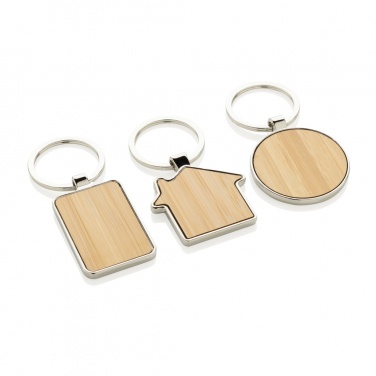 Logo trade promotional merchandise photo of: RCS recycled zinc alloy round keychain with bamboo