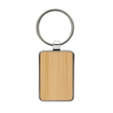 Logotrade corporate gifts photo of: RCS recycled zinc alloy rectangle keychain with bamboo