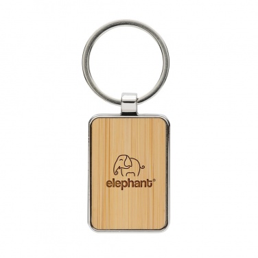 Logo trade corporate gift photo of: RCS recycled zinc alloy rectangle keychain with bamboo