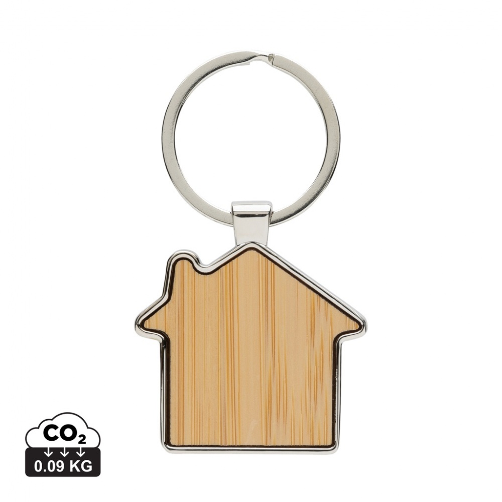 Logotrade promotional merchandise picture of: RCS recycled zinc alloy house keychain with bamboo