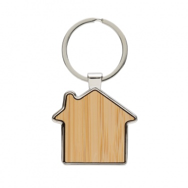 Logotrade corporate gift picture of: RCS recycled zinc alloy house keychain with bamboo