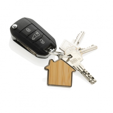 Logotrade promotional giveaway image of: RCS recycled zinc alloy house keychain with bamboo