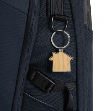 Logotrade business gift image of: RCS recycled zinc alloy house keychain with bamboo