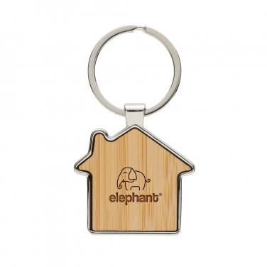 Logo trade promotional gifts picture of: RCS recycled zinc alloy house keychain with bamboo