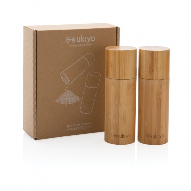 Logotrade promotional item image of: Ukiyo bamboo salt and pepper mill set