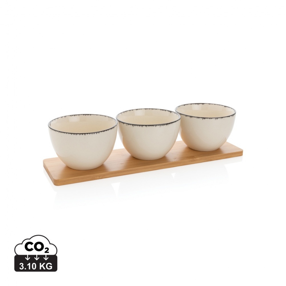 Logo trade business gift photo of: Ukiyo 3pc serving bowl set with bamboo tray