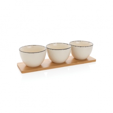 Logo trade advertising products image of: Ukiyo 3pc serving bowl set with bamboo tray