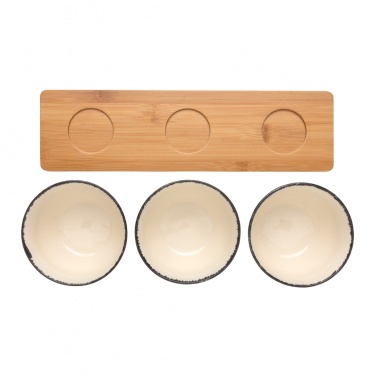 Logotrade advertising products photo of: Ukiyo 3pc serving bowl set with bamboo tray