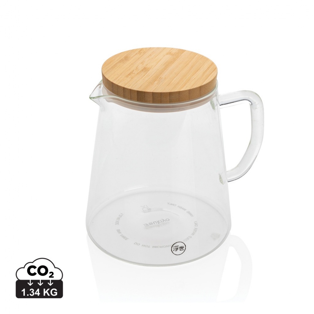 Logo trade promotional merchandise image of: Ukiyo borosilicate glass carafe with bamboo lid 1.2L