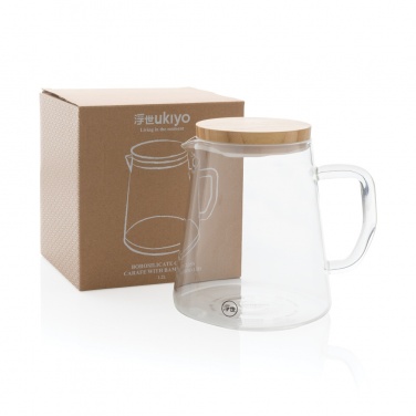 Logo trade promotional products image of: Ukiyo borosilicate glass carafe with bamboo lid 1.2L