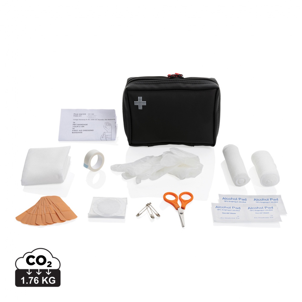 Logo trade corporate gifts picture of: RCS recycled nubuck PU pouch  first aid set