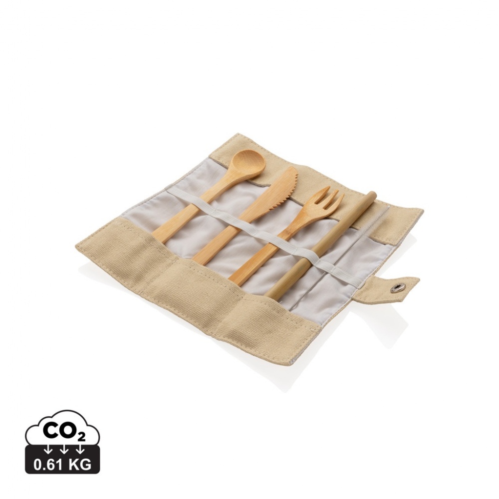 Logotrade promotional item image of: Reusable bamboo travel cutlery set