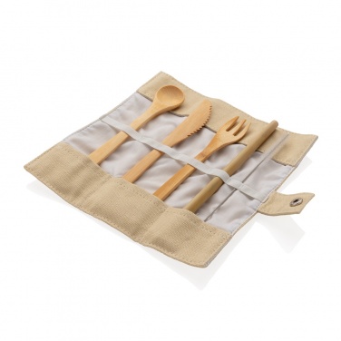 Logo trade promotional product photo of: Reusable bamboo travel cutlery set