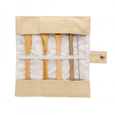 Logo trade advertising products picture of: Reusable bamboo travel cutlery set