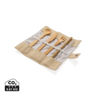 Logo trade promotional giveaway photo of: Reusable bamboo travel cutlery set