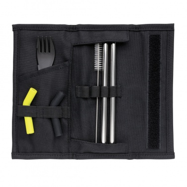 Logo trade promotional giveaways picture of: Tierra 2pcs straw and cutlery set in pouch