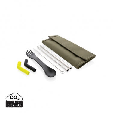 Logo trade business gift photo of: Tierra 2pcs straw and cutlery set in pouch