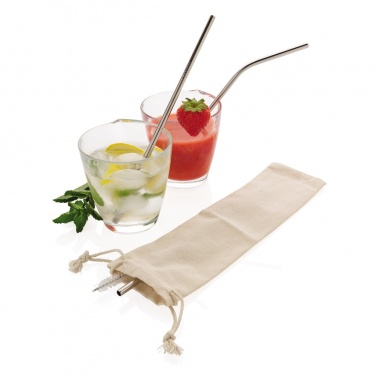 Logo trade promotional merchandise photo of: Reusable stainless steel 3 pcs straw set