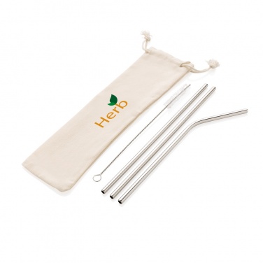 Logo trade promotional items picture of: Reusable stainless steel 3 pcs straw set