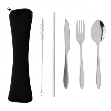 Logo trade promotional products image of: 4 PCS stainless steel re-usable cutlery set