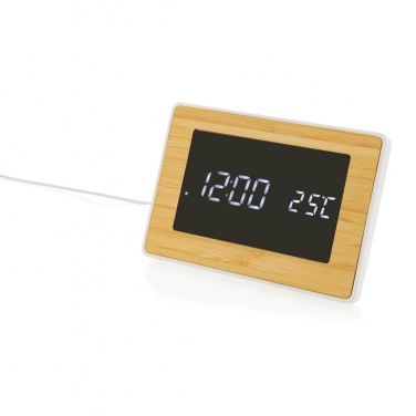 Logo trade promotional items picture of: Utah RCS recycled plastic and bamboo LED clock