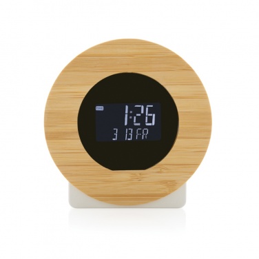 Logotrade promotional merchandise photo of: Utah RCS rplastic and bamboo LCD desk clock