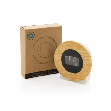 Logo trade promotional products image of: Utah RCS rplastic and bamboo LCD desk clock