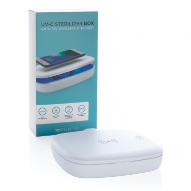 Logo trade promotional merchandise image of: UV-C steriliser box with 5W wireless charger